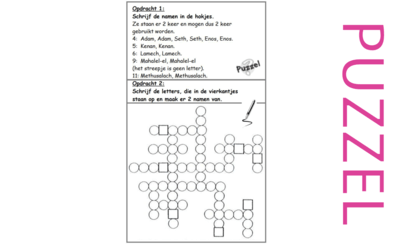 Puzzel – Genesis 4 en 5  – van Adam tot Noach