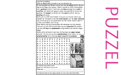 Puzzel – Rechters 17, 18 – Richteren, Micha, afgod, zoon priester 1