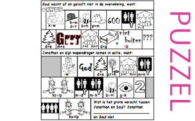 Puzzel – 1 Samuel 14 – verschil Saul en Jonathan, Jonatan, geloof, ongeloof 1