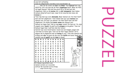 Puzzel – 1 Samuel 16 – God let op het hart, Samuel, David gezalfd 3