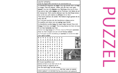 Puzzel – 1 Samuel 4, 5, 6, 7 – Samuel, bekering Israëlieten, Filistijnen, God, onweer