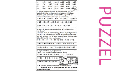 Puzzel – 2 Samuel 16 – koning Absalom, David vlucht, Simi, God medelijden? 17