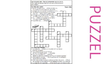 Puzzel – Psalm 106 – Ps. 106: 8- 42 , voorbeelden ontrouw volk, straf: ballingschap