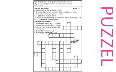 Puzzel – Psalm 112, 111 – Vergelijk 111: 3 en 112: 3, ontzag voor HEER en wet: zegen, zondaren machteloos