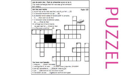 Puzzel – Psalm 122 – Pelgrimspsalm, blij: naar huis van HEER, Jeruzalem: David, vraag vrede