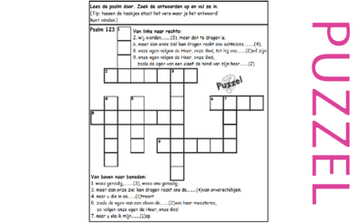 Puzzel – Psalm 123 – Pelgrimspsalm, vertrouwen op God, spot, help!