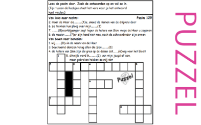 Puzzel – Psalm 129 – Pelgrimspsalm, nood, HEER bevrijdt, haters Sion: vloek, wij: zegen