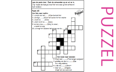 Puzzel – Psalm 65 – Zegen, God regeert, Rechter, Redder, Schepper, roem