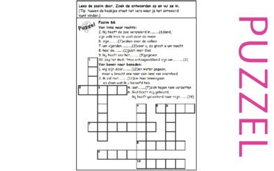 Puzzel – Psalm 66 – Loven van God, macht, beproeving, offer, gebedsverhoring