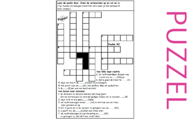 Puzzel – Psalm 92 – Toekomstmuziek: eeuwig leven gelovigen, straf zondaren