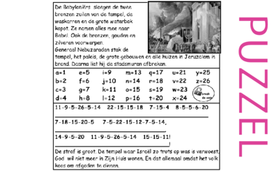 Puzzel – 2 Koningen 25, 2 Kronieken 36, Jeremia 39, 52 – tempel verwoest